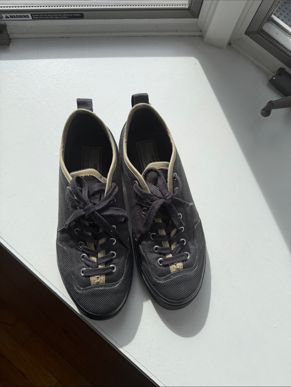 Superga Men's Canvas Low-Top Sneakers in Black with Cream Trim